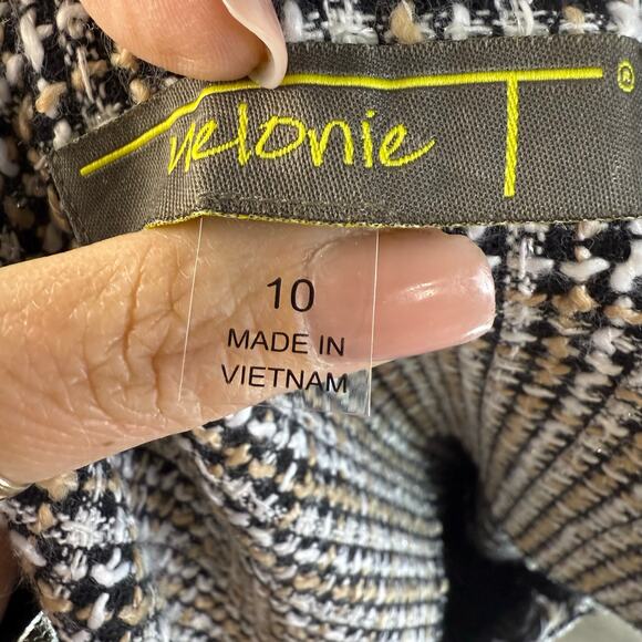 Melonie women’s sz. 10 black white silver thread tweed dress career office #3738 - Picture 6 of 10